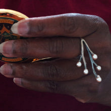 Load image into Gallery viewer, Adjustable ring, silver cocktail ring, twig design covering fingers