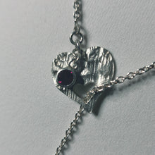 Load image into Gallery viewer, Heart necklace, lariat necklace in silver