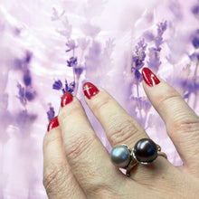 Load image into Gallery viewer, Silver ring for women, solitaire pearl ring, twig design