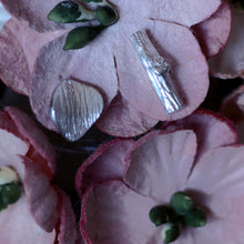 Load image into Gallery viewer, Mismatched stud earrings, silver twig and tiny leaf