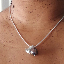 Load image into Gallery viewer, Sterling silver charm necklace, flower and pearl charms - peacock pearl, worn, face