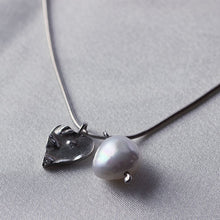 Load image into Gallery viewer, Silver heart necklace and pearl charm