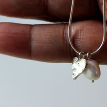 Load image into Gallery viewer, Silver heart necklace and pearl charm