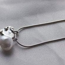 Load image into Gallery viewer, Silver heart necklace and pearl charm