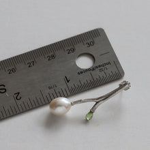 Load image into Gallery viewer, Silver twig drop earrings, pearl and gemstones