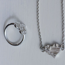 Load image into Gallery viewer, Combo Silver heart shape ring, and engraved heart choker, white background