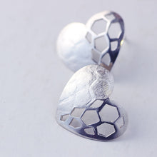 Load image into Gallery viewer, Heart stud earrings, large silver or gold earrings