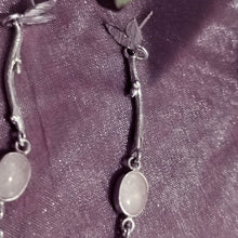 Load image into Gallery viewer, Long dangle silver earrings - morganites and pearls