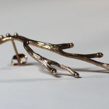Load image into Gallery viewer, Rose gold long-drop earrings, twig design