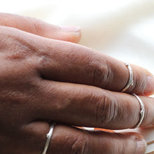 Load image into Gallery viewer, Stack rings, twig, silver rings weared - hand on white background