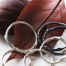 Load image into Gallery viewer, Stack rings, twig, silver or black rhodium- read leaf