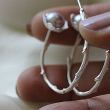 Load image into Gallery viewer, Twig hoop earrings, sterling silver hoop earrings