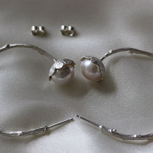 Load image into Gallery viewer, Twig hoop earrings, sterling silver hoop earrings