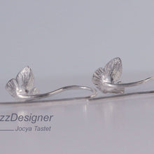 Load image into Gallery viewer, Trillium silver drop earrings for every day - view of the back of earrings - placed on white background