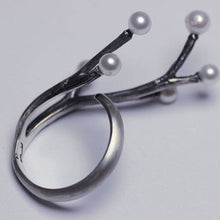 Load image into Gallery viewer, Adjustable ring, silver cocktail ring, twig design covering fingers, side view on white background