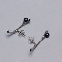 Load image into Gallery viewer, Minimalist silver twig earrings