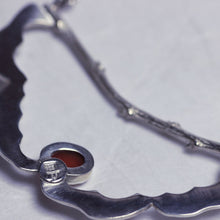 Load image into Gallery viewer, Flower pendant, necklace for women, oval stone set, face down on white background