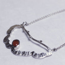 Load image into Gallery viewer, Flower pendant, necklace for women, oval cornaline stone set, place on white background