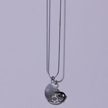 Load image into Gallery viewer, Sterling silver heart pendant with a red garnet cabochon, with shot of snake chain