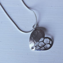 Load image into Gallery viewer, Minimalist engraved heart pendant in sterling silver