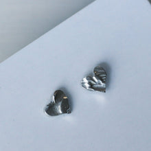 Load image into Gallery viewer, Sterling silver stud earrings, engraved heart stud