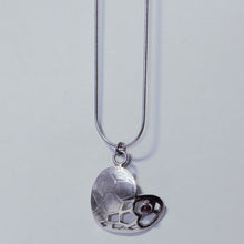 Load image into Gallery viewer, Sterling silver heart pendant with a red garnet cabochon