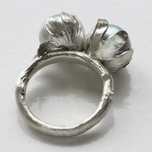 Load image into Gallery viewer, Pearl ring, blossom pearl flowers, grey pearls statement ring
