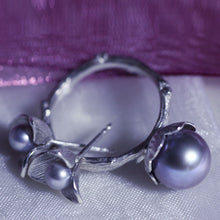Charger l&#39;image dans la galerie, &lt;transcy&gt;Bague en argent pour femme, bague perle, solitaire, motif brindille&lt;/transcy&gt;
