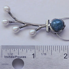 Load image into Gallery viewer, Aquamarine pendant, silver and white freshwater pearls
