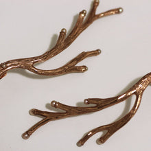 Load image into Gallery viewer, Rose gold long drop earrings, twig design
