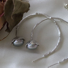 Load image into Gallery viewer, Twig hoop earrings, sterling silver hoop earrings
