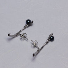 Load image into Gallery viewer, Minimalist silver twig earrings
