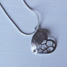 Load image into Gallery viewer, Minimalist engraved heart pendant in sterling silver
