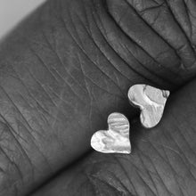 Load image into Gallery viewer, Sterling silver stud earrings, engraved heart stud
